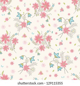 Vintage  seamless pattern with wildflowers