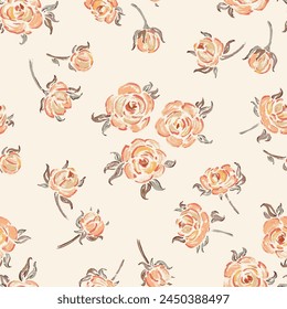 Klassisches nahtloses Gelbrosenmuster. Rosenblume. Blumen und Blätter. Blumenhintergrund. Vektorillustration