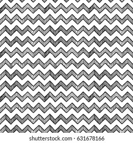 vintage seamless pattern of  zigzag parallel lines. Black and white vector illustration in ink hand drawn style. 