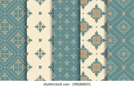 Vintage seamless patterns. Elegant abstract ornaments. Vector set.