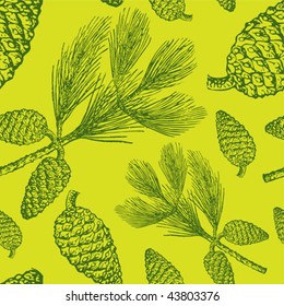 vintage seamless with pine cones