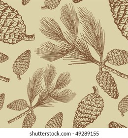 vintage seamless with pine cones