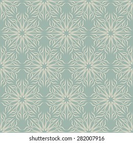 Vintage seamless print / pattern, repeating background of white , green colors, tangled flowers