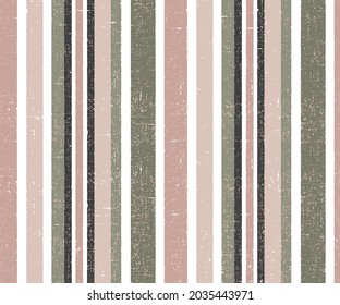 Vintage Seamless retro abstract pattern with vertical stripes. Vector pattern with textured bold stripes green autumn pattern.