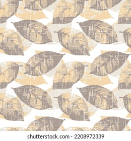 Vintage seamless spring leaf pattern with hand drawn leaves. Vector.Seamless pattern with leaves prints.