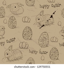 Vintage seamless texture about Easter. Vector illustration EPS8