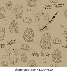 Vintage seamless texture about Easter. Vector illustration EPS8