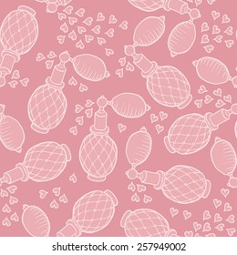 Vintage seamless texture with beautiful perfume bottle.