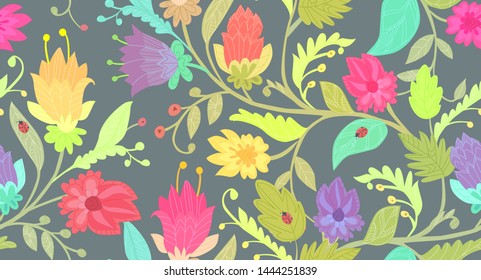 vintage seamless texture with fancy flowers for your design