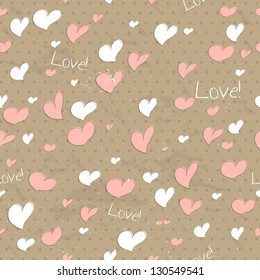 Vintage seamless texture with hearts. Vector illustration EPS8