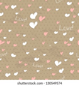 Vintage seamless texture with hearts. Vector illustration EPS8