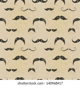 Vintage seamless texture with moustaches. Can be used for wallpaper, pattern fills, textile, web page background, surface textures.