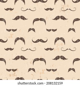 Vintage seamless texture with moustaches. Can be used for wallpaper, pattern fills, textile, web page background, surface textures. 