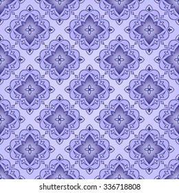 Vintage seamless texture on violet. Element for design. Ornamental backdrop. Ornate floral decor for wallpaper. Traditional decor on beige background.
