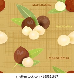 vintage seamless texture with piles of macadamia for your design
