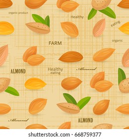 vintage seamless texture with tasty almonds 