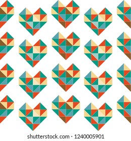 Vintage seamless with triangle geometrical heart