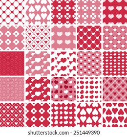 Vintage Seamless Valentines Day Pattern Set