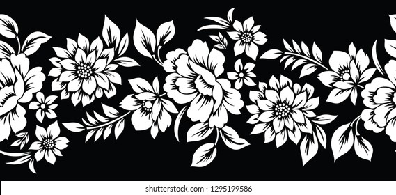 Vintage Seamless Vector Floral Border