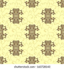 Vintage seamless vector pattern on a yellow background