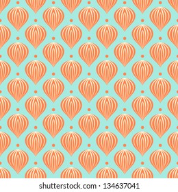 Vintage seamless vector pattern with shapes similar to hot air balloons and small dots. Retro texture for print, web, wallpaper, wrapping paper, poster background, summer - fall fashion textile
