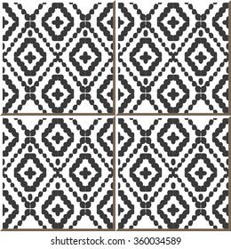 Vintage seamless wall tiles of diamond check cross, Moroccan, Portuguese.
Vintage tile patterns can be used for wallpaper, pattern fills, web page background, surface textures.
