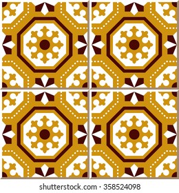 Vintage seamless wall tiles of polygon dot line. Moroccan, Portuguese.
Vintage tile patterns can be used for wallpaper, pattern fills, web page background, surface textures.
