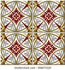Vintage seamless wall tiles of round spine cross. Moroccan, Portuguese.
Vintage tile patterns can be used for wallpaper, pattern fills, web page background, surface textures.

