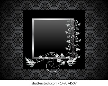 Vintage seamless wallpaper with frame.
