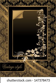 Vintage seamless wallpaper with frame.