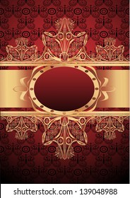 Vintage seamless wallpaper with a gold ribbon.
