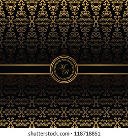 Vintage seamless wallpaper with ribbon. Can be used as greeting card or invitation
