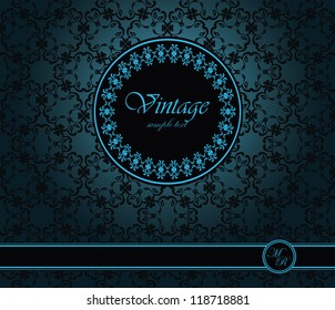 Vintage seamless wallpaper with a ribbon and frame. Can be used as greeting card or invitation