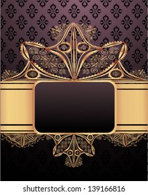 Vintage seamless wallpaper with a ribbon and frame.