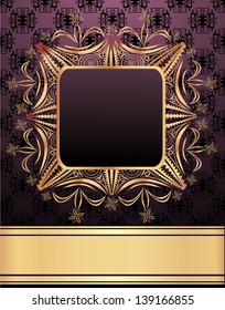 Vintage seamless wallpaper with a ribbon and frame.