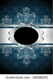 Vintage seamless wallpaper with a ribbon and frame.