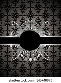 Vintage seamless wallpaper with a ribbon and frame.
