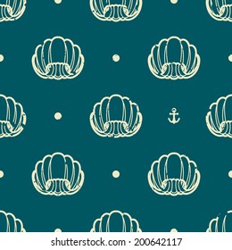 Vintage seashell seamless pattern