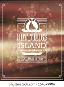 Afiche de las vistas al mar de época. Fondo vectorial.