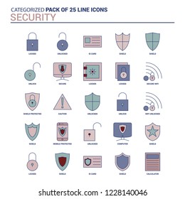 Vintage Security Icon set - 25 Flat Line icon set