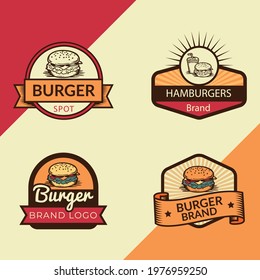 Vintage selection of burger logos design
