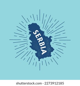Vintage Serbia map with grunge texture and emblem. Serbia vintage print for t-shirt. Trendy Hipster design. Vector illustration