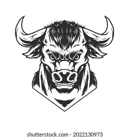 Vintage serious gentleman minotaur bull head monochrome style isolated vector illustration 