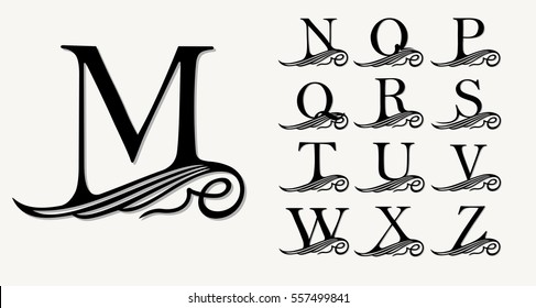 Vintage Set 2 Calligraphic Capital Letters Stock Vector (Royalty Free ...