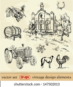 Vintage set. Agriculture. hand drawing