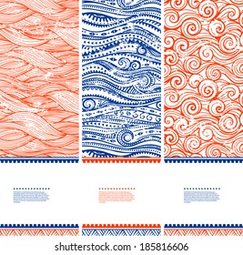 Vintage set of banners with ethnic waves can be used as a greeting card