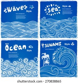 Vintage set of banners with ethnic waves can be used as a greeting card