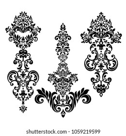 Vintage-Set baroque Rahmen Scroll-Ornament Gravur Grenze florale Retro-Muster antiken Stil acanthus foliage wirbelnde dekorative Gestaltungselement figree Kalligrafie - Vektorillustration
