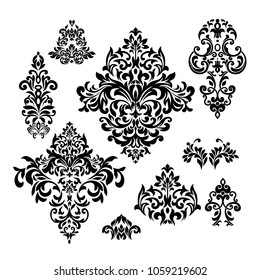 Vintage set baroque frame scroll ornament engraving border floral retro pattern antique style acanthus foliage swirl decorative design element filigree calligraphy - vector