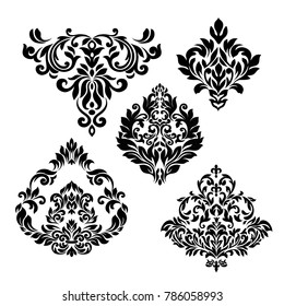 Vintage Set  baroque frame scroll ornament engraving border floral retro pattern antique style acanthus foliage swirl decorative design element filigree calligraphy